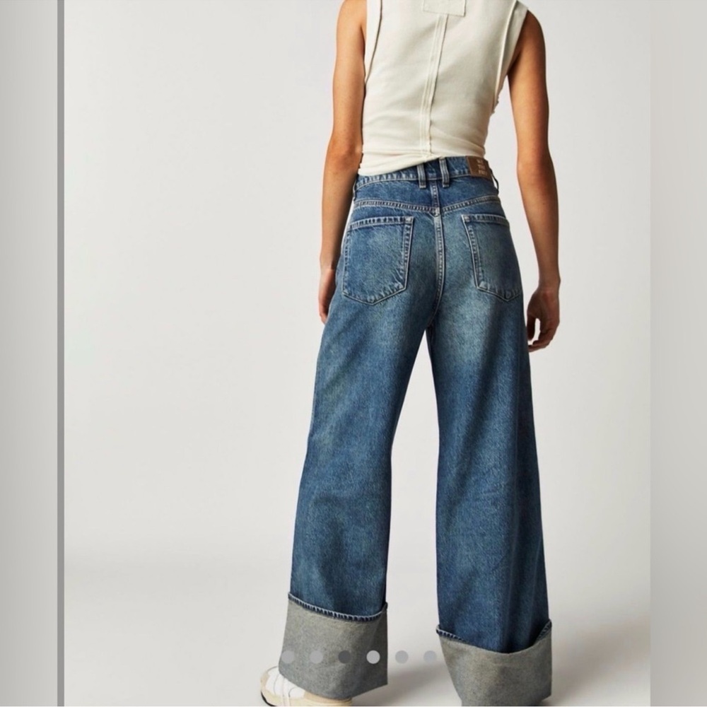 Free People Final Countdown Wide Leg Jeans in Zero Blue 27 - Picture 4 of 11